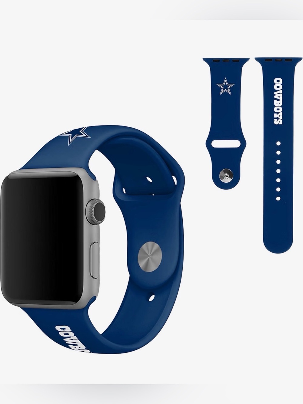 NFL Dallas Cowboys Navy Blue Silicone Smartwatch Band 42/44/45/49mm